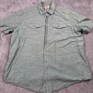 Woolrich Men's XL Short Sleeve Button Up Green Lightweight